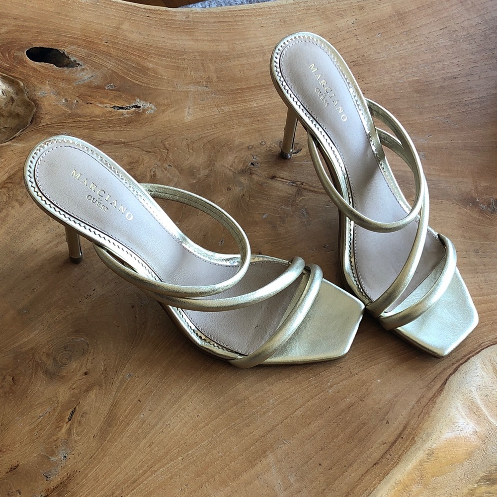 Marciano Metallic Gold Strappy Heels